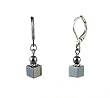 Earrings - E354 - Genuine Hematite Cube (6mm)