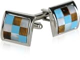 Turquoise, Mother of Pearl, & Tiger's Eye Silver Cufflinks