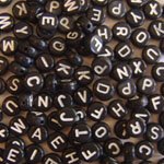 Plastic Alphabet Beads Round Black w/ White Letters (300pcs)