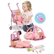 Graco Baby Doll Playset with Stroller, Playgym, Travel Bag, Potty, Baby Monitors and Accessories