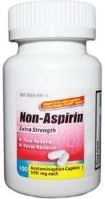 Acetaminophen Extra Strength Non-Aspirin Caplets 500mg -100- Pain Reliever Fever Reducer Compare to Tylenol
