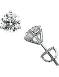 14K White Gold 1 1/2Cttw I1,Gh Diamond Earring