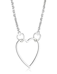 ELLE Jewelry Sterling Silver Open Heart with Small Hearts Necklace 18"