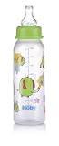 Nuby Clear Printed Bottle with Silicone Nipple, Colors May Vary , 8 Ounce