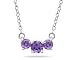 1.00 CTW Amethyst Three Stone Pendant Necklace 14K White Gold