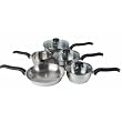 Ready Steady Cook Classic 5 Piece Stainless Steel Cookware Set, 14cm Milkpan, 16cm, 18cm, 20cm Saucepans with glass Lids and 24cm Frypan
