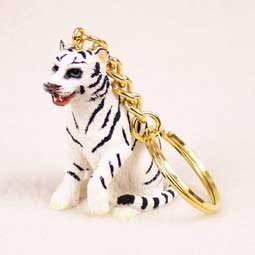 Tiger White Keychain