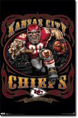 Black Painted Wood Framed Kansas City Chiefs Runningback Nfl Sports Poster 22x34