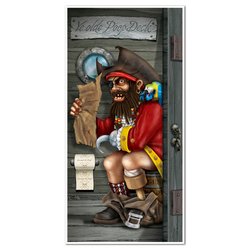Pirate Captain Restroom Door Cover Party Accessory (1 count) (1/Pkg)-image