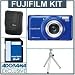 Fujifilm FinePix T400 16MP Digital Camera Kit - Blue - with 8GB SD Memory Card, Camera Case , Table Top Tripod
