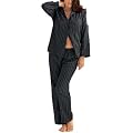 BellaDonnaModen Edler Satin Pyjama Hausanzug gestreift