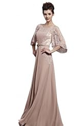 A-line Chiffon/Organza Lace Beaded Cocktail Floor Length Cap Sleeves Homecoming Dress/Pageant Dress/Prom Dress/Party Dress/Wedding Dress 