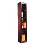 Narrow Profile Bookcase, Wood Veneer, 6-Shelf, 12w x 12d x 72h, Mahogany