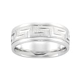 14K White Gold Comfort Fit Greek Key Design Wedding Band For Men and Women - Sizes 5 - 12