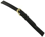 10mm Di-Model Anti-allergic Lightly Padded Stitched Genuine Calfskin Leather Black Watch Band Regular Softina