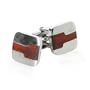 Stainless Steel Cufflinks with Cherry Wood Design with Gift Box