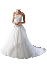 Strapless Applique Beaded Organza Natural   Waistline Sweetheart Wedding Dress 