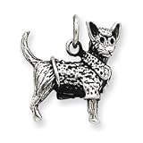 Sterling Silver Antiqued Dog w/Sweater Ch
