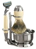 4 PC. Faux Ivory Shave Set