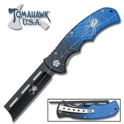 Tomahawk Wicked Blue Razor Folding Pocket Knife On Sale