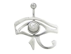 Egyptian Eye Belly Button Shield with Clear Jewel