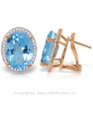 14K Rose Gold French Clip Earrings with Diamonds and Blue Topaz