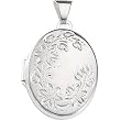 Sterling Silver Flower Oval Locket Pendant