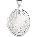 Sterling Silver Flower Oval Locket Pendant