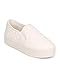 Breckelles DH58 Women Leatherette Quilted Round Toe Platform Slip On Sneaker - White