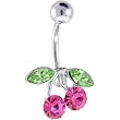 Pink Cubic Zirconia Cherry Belly Ring
