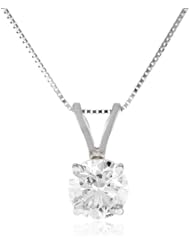 IGI Certified 18k Gold Round Diamond Solitaire Pendant Necklace (1.00 cttw, H-I Color, SI1-SI2 Clarity), 18"