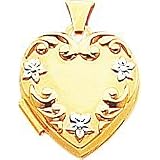 14K Two Tone Gold Heart Flowers Locket Jewelry New