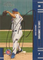 Carlos Zambrano, Chicago Cubs, 2005 Playoff Prestige Autographed Card