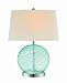 Lite Source LS-21352L/BLU Vatten Table Lamp, Chrome And Light Blue Glass with White Fabric Shade
