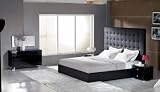 4 PC Lyrica Black Leather Tall Headboard Bedroom Furniture Set