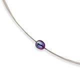 Women's Cultured Black Pearl on a Six Strand Stainless Steel Wire Necklace