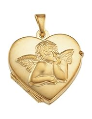 17.50X18.50 Mm 14K Yellow Gold Heart Shaped Locket W/Angel