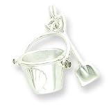 Sterling Silver Shovel and Pail Charm with 20 inch Sterling Silver Chain