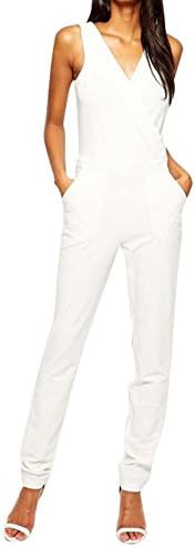 Plus size Women's High Waist Workwear Elegent Sleeveless Jumpsuit Long Pants