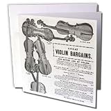 Florene Vintage - Antique Black and White Violins - Greeting Cards-6 Greeting Cards with envelopes