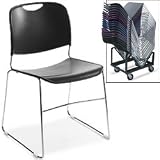 NATIONAL PUBLIC SEATING Stack Chair and Dolly - Black - Lot of 1