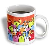 S. Fernleaf Designs Folk Art Paintings Dogs - 2 Dogs White Bird Pets Animals Cute Original Folk Art Painting - Mugs