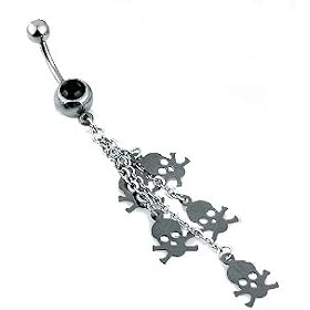 Skull and Chains Belly Button Ring Body Jewelry