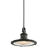 Kichler Lighting 42438OZ 1-Light 100-Watt Sayre Incandescent Pendant with Fresnel Lens, Old Bronze