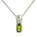 Oval Peridot & Round Diamond Pendant on Chain .03cttw