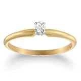 10k Yellow Gold Round Solitaire Diamond Engagement Ring (1/10 ct, J-K Color, I2-I3 Clarity), Size 5