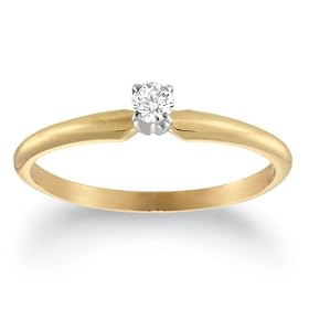 10k Yellow Gold Round Solitaire Diamond Engagement Ring (1/10 ct, J-K Color, I2-I3 Clarity), Size 8