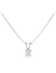 10k White Gold Princess-Cut Diamond Solitaire Pendant Necklace (1/6 cttw, I-J Color, I2-I3 Clarity), 18"