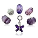 Beads by Loving the Bead &copy; 'Loveable Lilac' Bonus Bag. Lilac Selection, 6 great instant Slide-on, slide-off charm beads for LovingtheBead, Pandora, Troll & Other charm & bead bracelets for the price of 3. Limited Stock