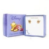 14K Gold Walt Disney Childrens Enamel Winnie the Pooh Studs